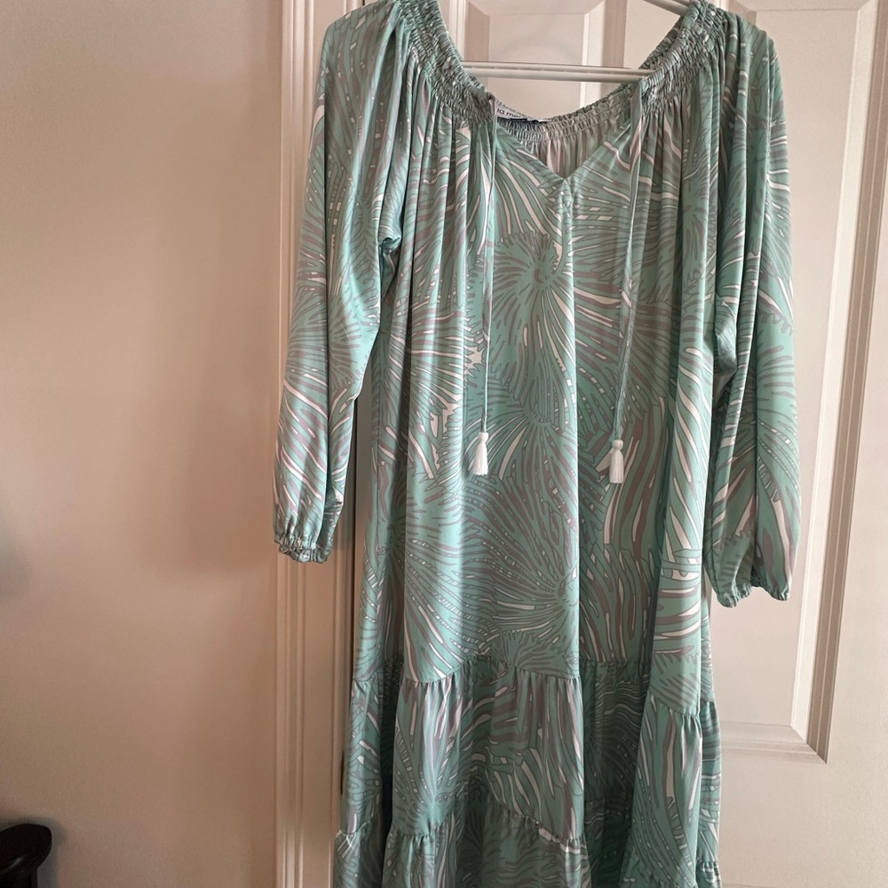 La Mer Luxe Mint Green Boho Dress – Flowy Tiered Tunic Style